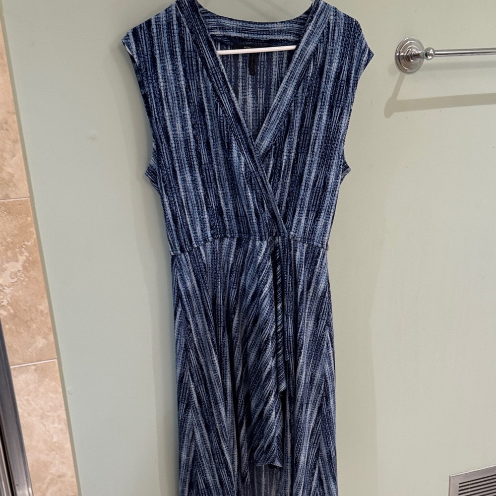 BCBG Blue Striped Wrap Dress
